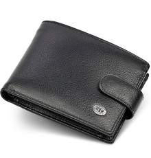Шкіряне чоловіче портмоне на кнопці ST Leather ST-104-1 чорний