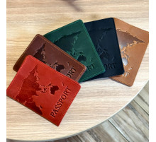 Шкіряна обкладинка для паспорта з написом Ukraine