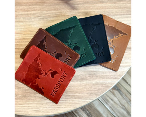 Шкіряна обкладинка для паспорта з написом Ukraine