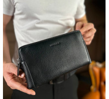 Чорний гаманець-клатч на дві блискавки із  натуральної шкіри Marco Coverna МС8747-3