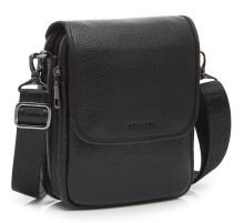 Шкіряна чоловіча сумка-месенджер 24х20х6, барсетка через плече Tiding Bag TD-23433 чорна
