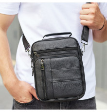 Чоловіча шкіряна сумка-барсетка 20х25х 5.5, месенджер через плече Bexhill BX-02103 чорний