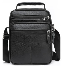 Чоловіча шкіряна сумка-барсетка 26х20.5х8, месенджер через плече Bexhill Bx-56402 чорна