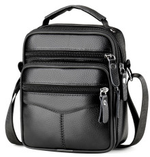 Чоловіча сумка барсетка 17x21x9, шкіряна сумочка планшет Tiding Bag 75003 чорна