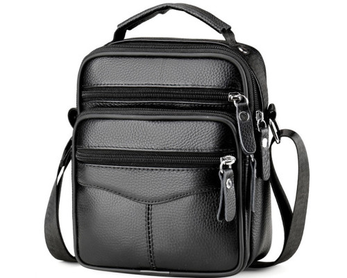 Чоловіча сумка барсетка 17x21x9, шкіряна сумочка планшет Tiding Bag 75003 чорна