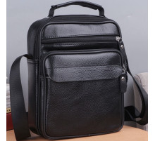 Чоловіча шкіряна барсетка через плече 22х26х9, месенджер з ручкою Bexhill Bx-66503 чорний