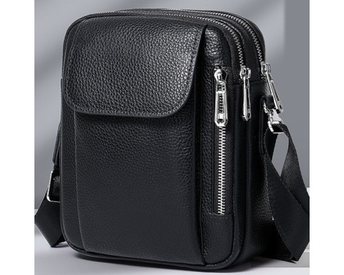 Мужская кожаная сумка-барсетка 19х24х7.5, сумочка планшет через плечо черная Bexhill BX-09164