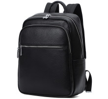 Мужской кожаный рюкзак для поездок и прогулок 30х40х17, сумка на спину в офис Tiding Bag 75362 черная