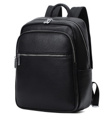 Чоловічий шкіряний рюкзак для поїздок та прогулянок 30х40х17, сумка на спину в офіс Tiding Bag 75362 чорна