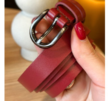 Кожаный женский ремень красного цвета 4711