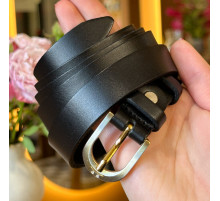 Шкіряний жіночий ремінь в чорному кольорі 6094