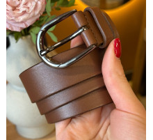 Шкіряний жіночий ремінь в коричневому кольорі 6081