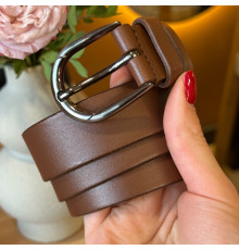 Шкіряний жіночий ремінь в коричневому кольорі 6081 Шкіряний жіночий ремінь в коричневому кольорі 6081