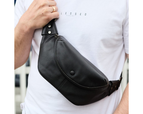 Бананка чоловіча нагрудна 14х29х8, містка сумка слінг для гаджетів TD-37698 чорна