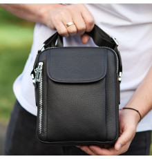 Чоловіча шкіряна сумка-барсетка 19х24х7.5, сумочка планшет через плече Bexhill BX-36256 чорна