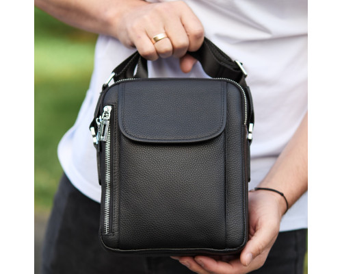 Чоловіча шкіряна сумка-барсетка 19х24х7.5, сумочка планшет через плече Bexhill BX-36256 чорна