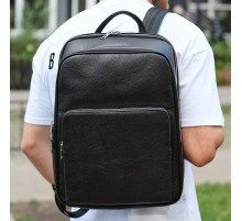 Класичний чоловічий рюкзак зі шкіри 42х30х16, практичний аксесуар для ноутбука та документів, чорний
