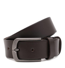 Ремінь з натуральної шкіри чоловічий 115×3.5 / пояс для брюків, коричневий