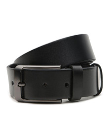 Ремінь шкіряний чоловічий 125×3.5 / пасок для брюків та джинсів, чорний