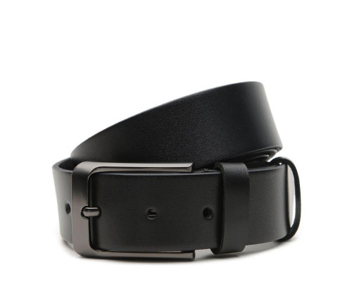 Ремінь шкіряний чоловічий 125×3.5 / пасок для брюків та джинсів, чорний