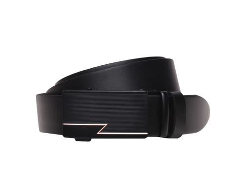 Автоматичний пасок з натуральної шкіри 115-125×3.5 / ремінь на штани для чоловіка, чорний