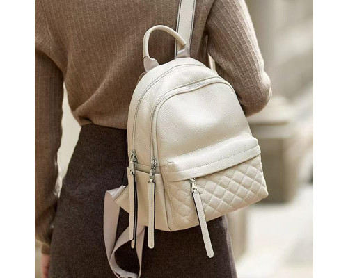 Жіночий наплічник для прогулянок 30х23х12, шкіряний рюкзак, білий