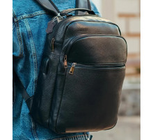 Рюкзак шкіряний для чоловіка 29х40х15, чорний колір