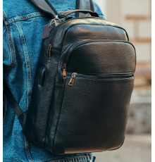 Рюкзак шкіряний для чоловіка 29х40х15, чорний колір