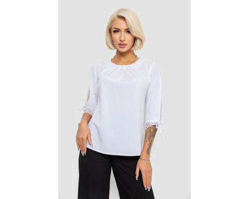 Блуза однотонна, колір білий, 230R620