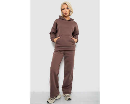 Спортивний костюм жіночий на флісі, колір коричневий, 257R87