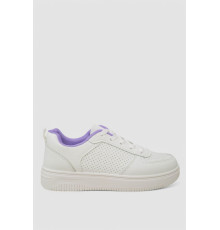 Кеды женские с перфорацией, цвет бело-сиреневый, 248RAJ120