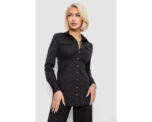Сорочка жіноча однотонна, колір чорний, 230R302