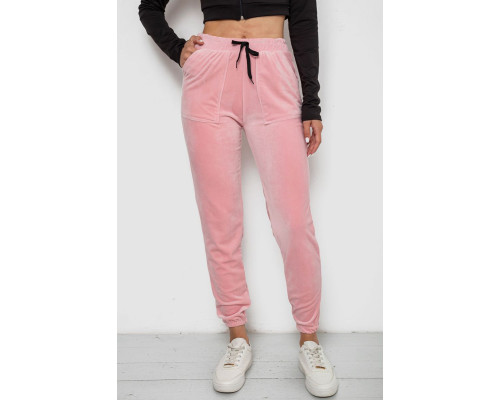 Штани жіночі велюрові, колір рожевий, 238R58168