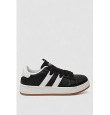 Кроссовки женские кожа, цвет черно-белый, 248RJH900-5