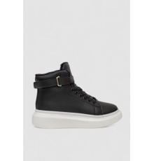 Черевики зимові жіночі на хутрі, колір чорно-білий, 248RA2251