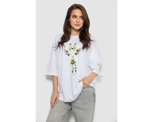 Футболка жіноча з принтом, колір білий, 244R2012