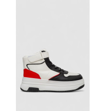 Кросівки жіночі зимові на хутрі, колір біло-чорний, 248RAM04