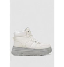 Кроссовки женские зимние на меху, цвет бело-серый, 248RAM014