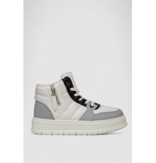 Кросівки жіночі зимові на хутрі, колір біло-чорний, 248RMB06