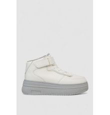 Кроссовки женские зимние на меху, цвет бело-серый, 248RAM03