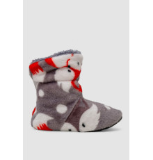 Тапочки-чобітки домашні плюшеві для дітей, колір сіро-червоний, 102R1003
