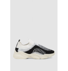 Слипоны женские текстильные, цвет черно-белый, 244R322C