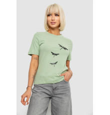 Жіноча футболка з принтом, колір оливковий, 241R120