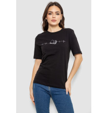 Футболка жіноча з принтом, колір чорний, 241R1835