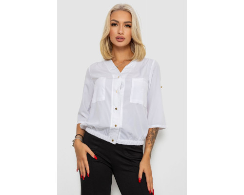 Блуза однотонная, цвет белый, 230R91-1