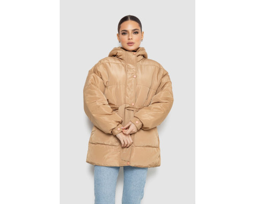 Куртка женская демисезонная с поясом, цвет бежевый, 207R005