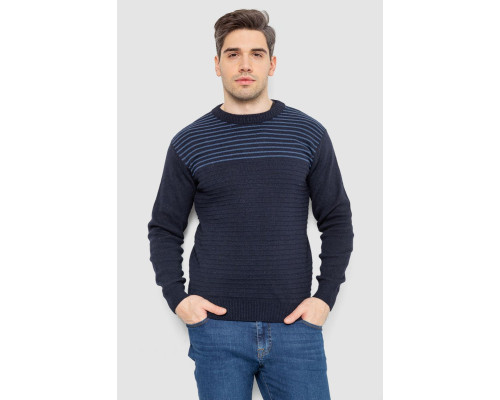 Светр чоловічий в смужку, колір темно-синій, 161R1029