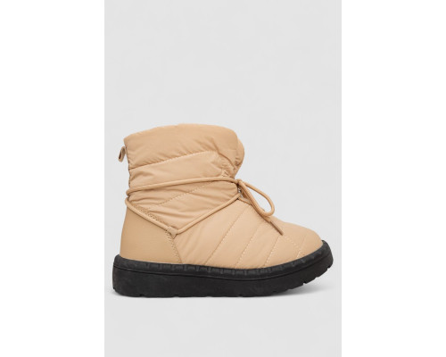 Дутики жіночі зимові на хутрі, колір чорно-бежевий, 248RFM19