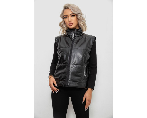 Жилет жіночий демісезонний екошкіра, колір чорний, 257R98-1