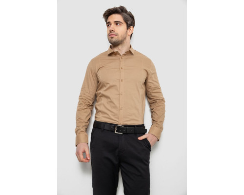 Сорочка чоловіча однотонна, колір бежевий, 186R2013
